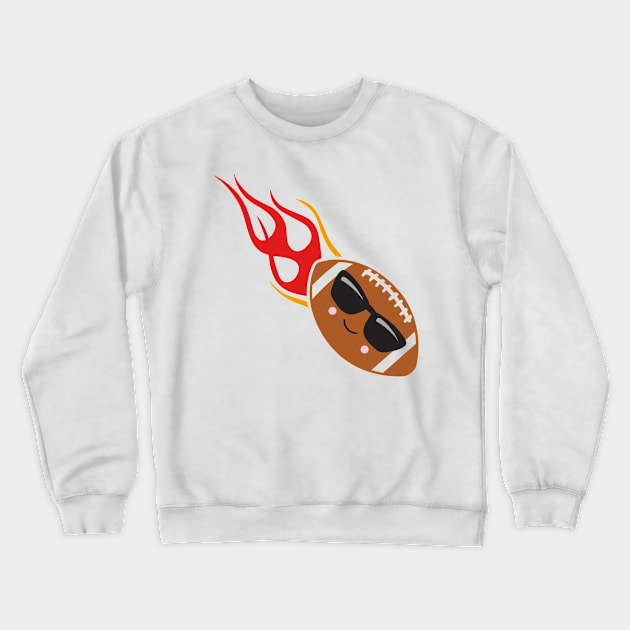 Football Emoji on Fire Crewneck Sweatshirt by 4Craig